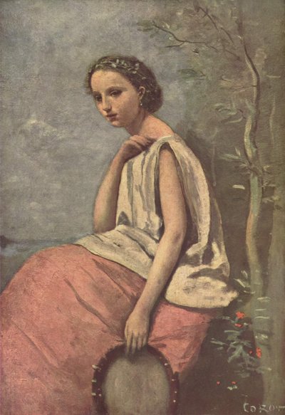 Gypsy with Tambourine by Jean Baptiste Camille Corot